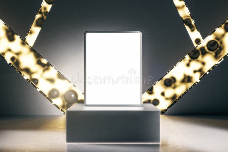 Creative Product Presentation Background with Glowing Lines and Tablet