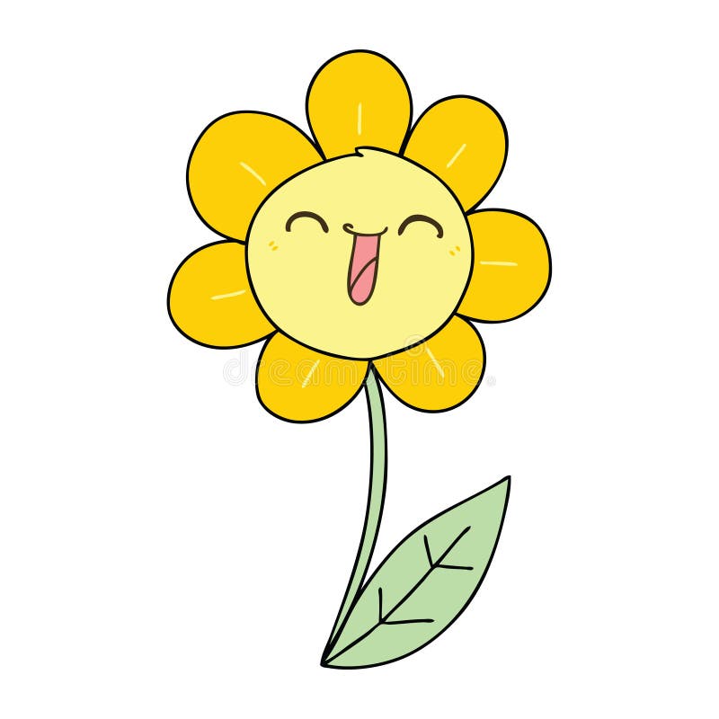 A creative quirky hand drawn cartoon happy flower