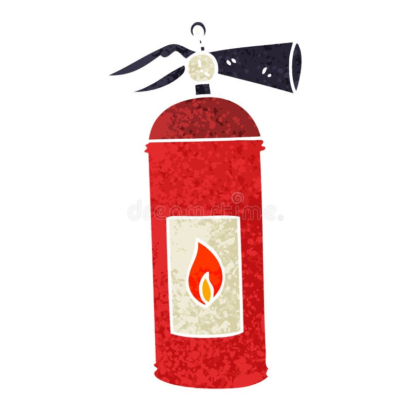 A creative quirky retro illustration style cartoon fire extinguisher