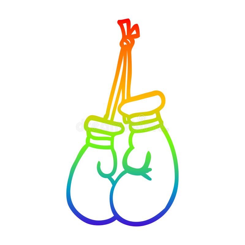 A creative rainbow gradient line drawing cartoon boxing gloves