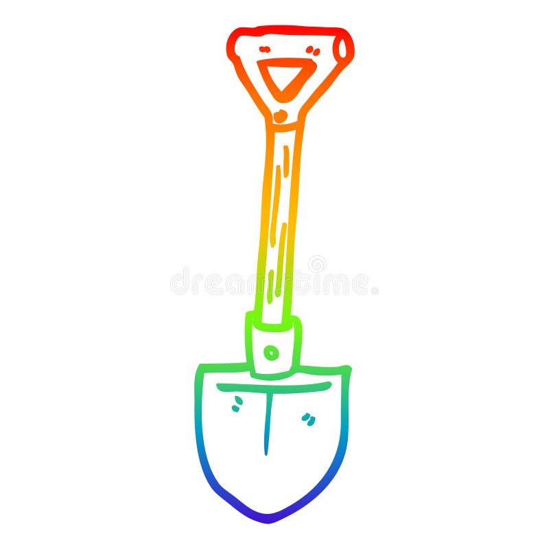 A Creative Rainbow Gradient Line Drawing Cartoon Builders Spade Stock
