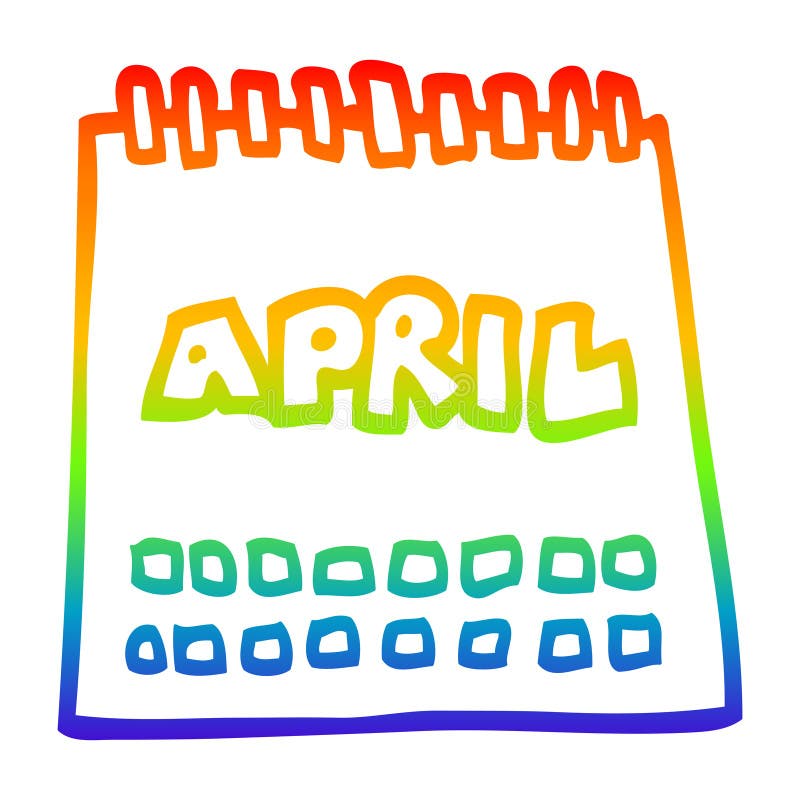 A Creative Rainbow Gradient Line Drawing Cartoon Calendar Showing Month