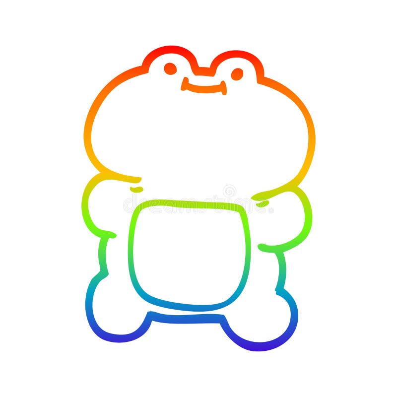 A creative rainbow gradient line drawing cartoon frog