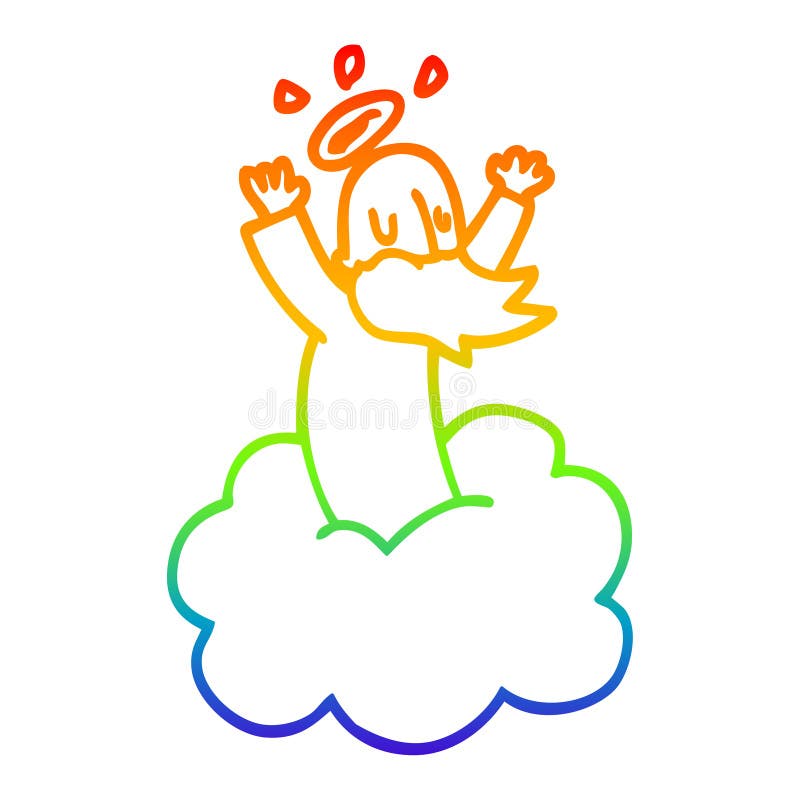 A Creative Rainbow Gradient Line Drawing Cartoon God on Cloud Stock Vector  - Illustration of simple, afterlife: 152163545