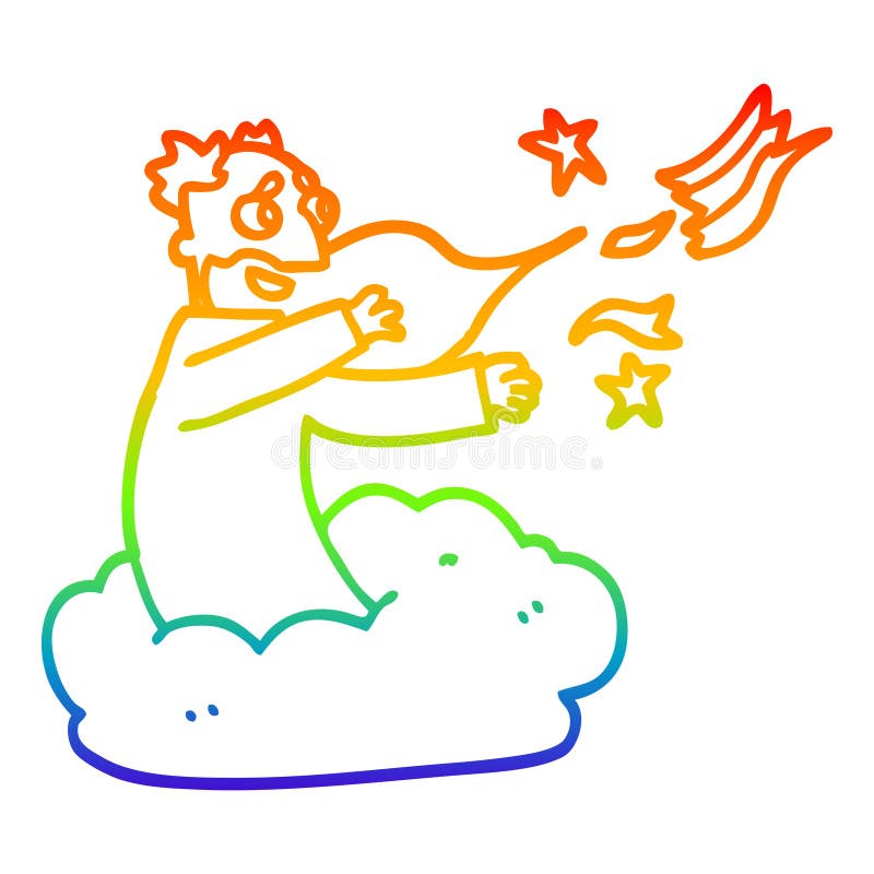 A Creative Rainbow Gradient Line Drawing Cartoon God Creating Universe  Stock Vector - Illustration of drawn, universe: 153179858