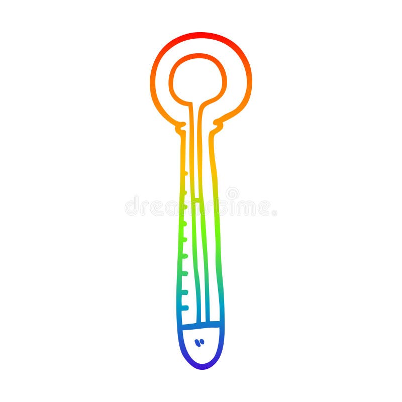 A creative rainbow gradient line drawing cartoon hot thermometer