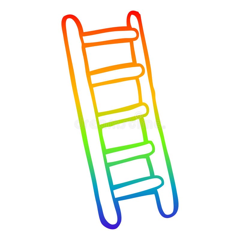 A creative rainbow gradient line drawing cartoon ladder