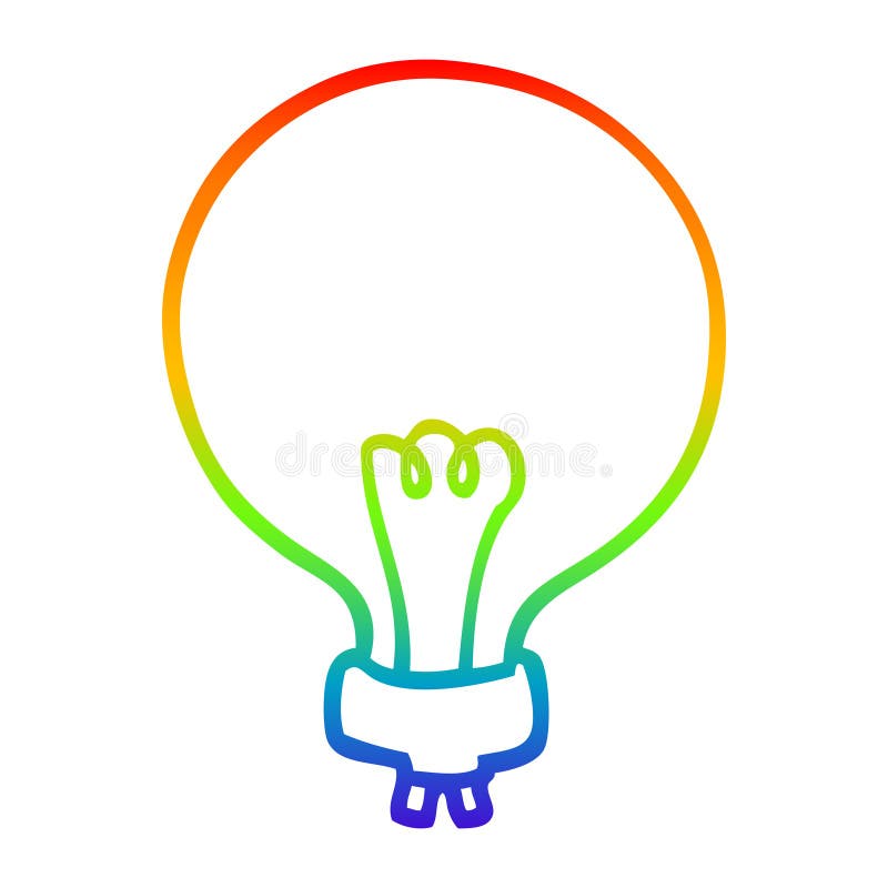 A creative rainbow gradient line drawing cartoon light bulb