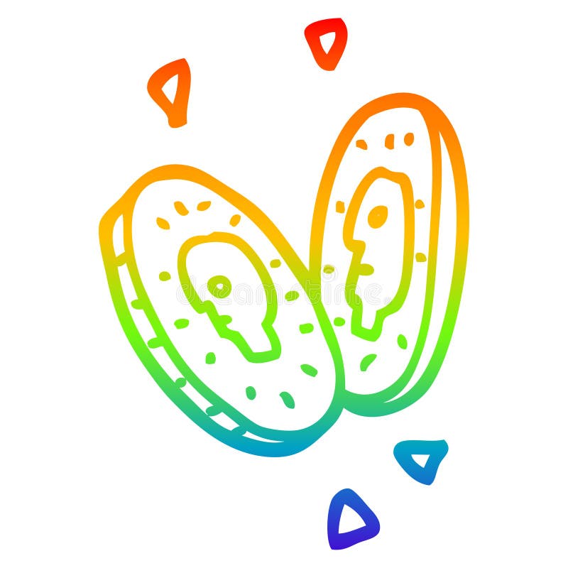 A Creative Rainbow Gradient Line Drawing Cartoon Money Coins Stock