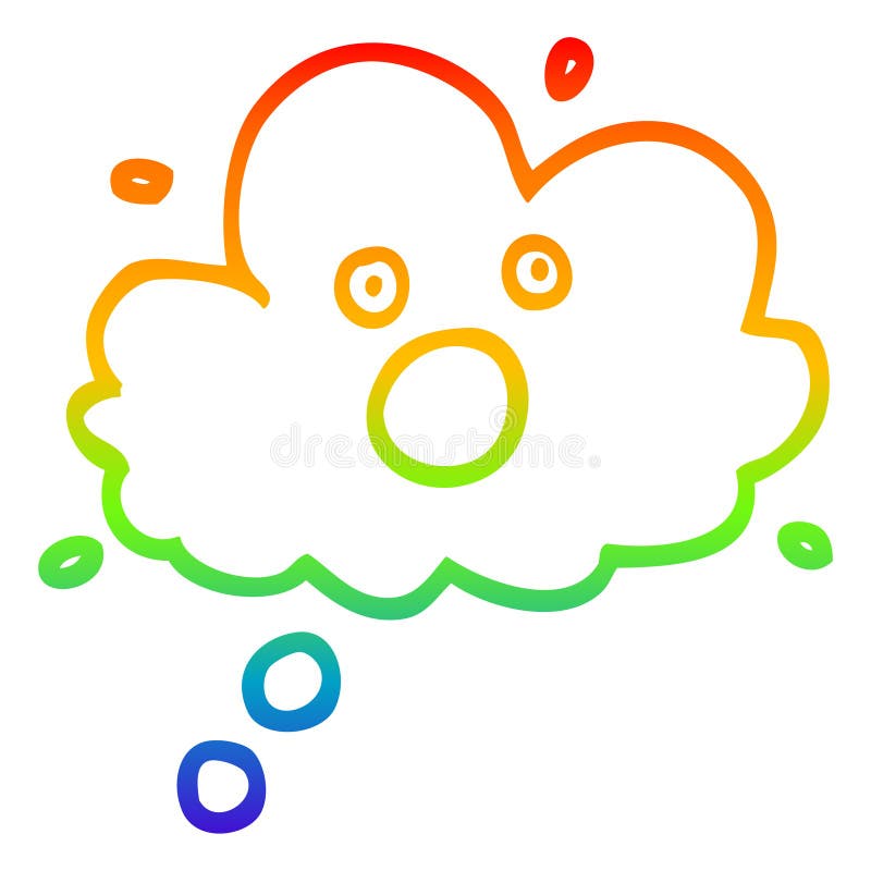 A creative rainbow gradient line drawing cartoon screaming thought cloud royalty free illustration