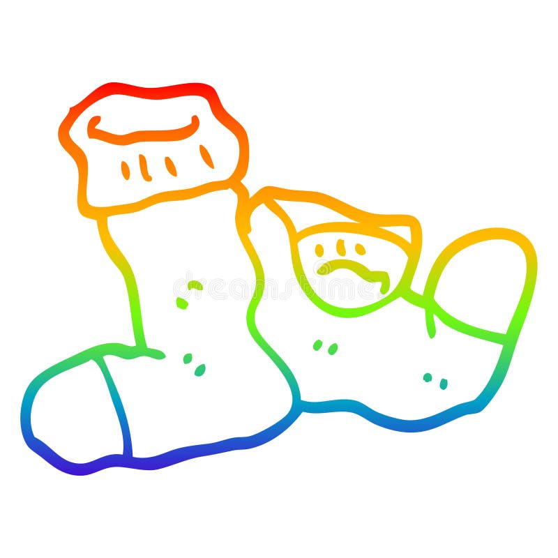 A creative rainbow gradient line drawing cartoon socks