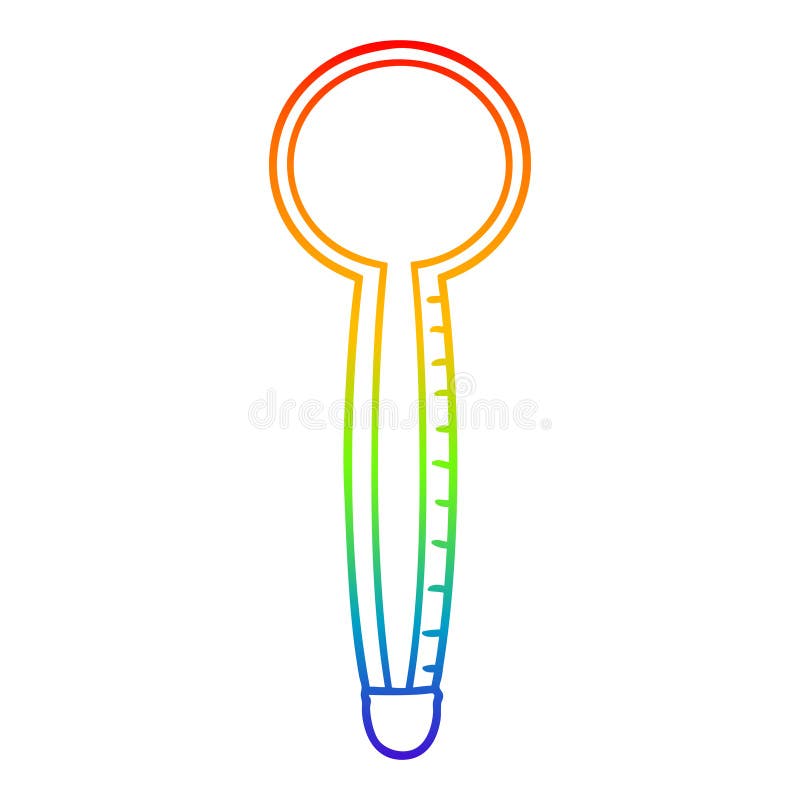 A Creative Rainbow Gradient Line Drawing Cartoon Thermometer Stock