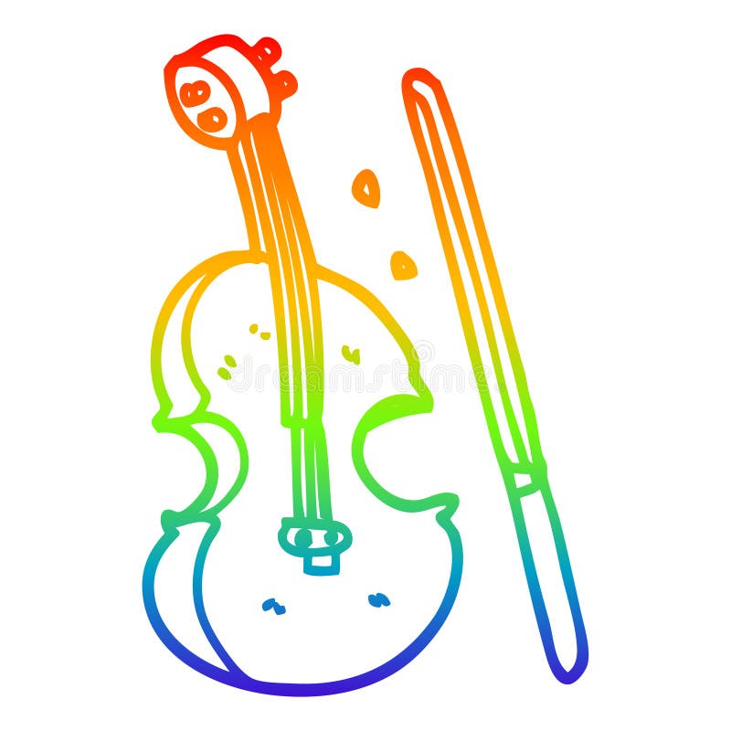 A Creative Rainbow Gradient Line Drawing Cartoon Violin and Bow Stock  Vector - Illustration of spectrum, simple: 151567199