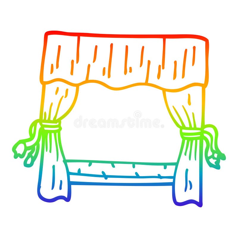 A Creative Rainbow Gradient Line Drawing Cartoon Window with Curtains Stock  Vector - Illustration of curtains, rainbow: 152653543