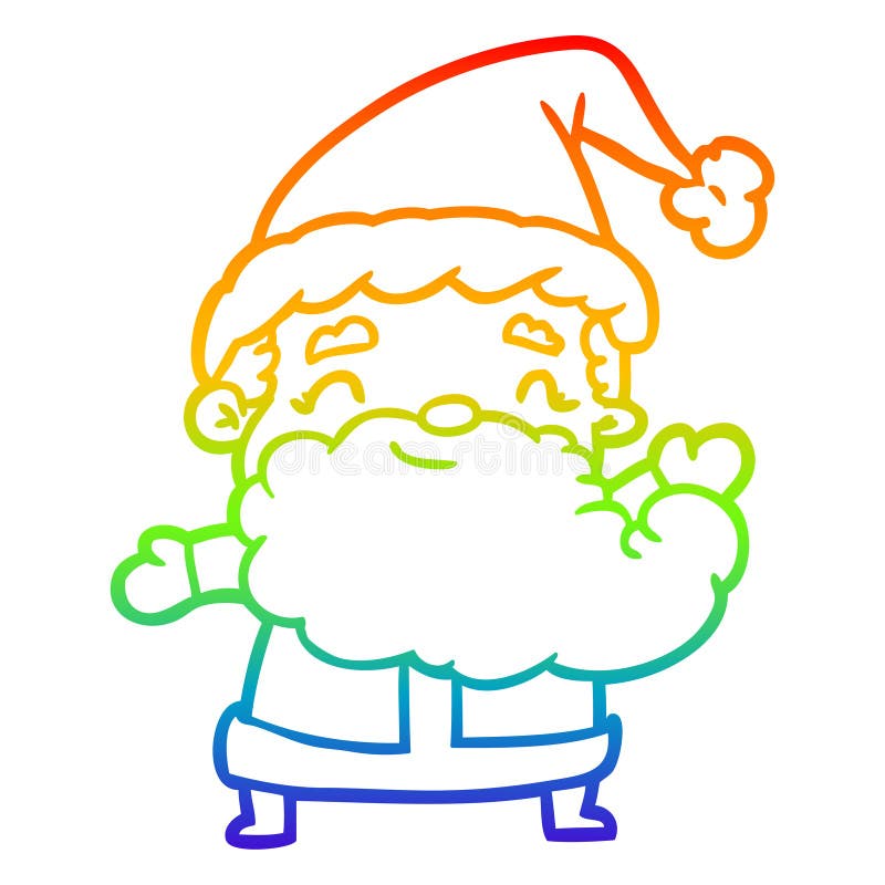 A Creative Rainbow Gradient Line Drawing Santa Claus Stock Vector