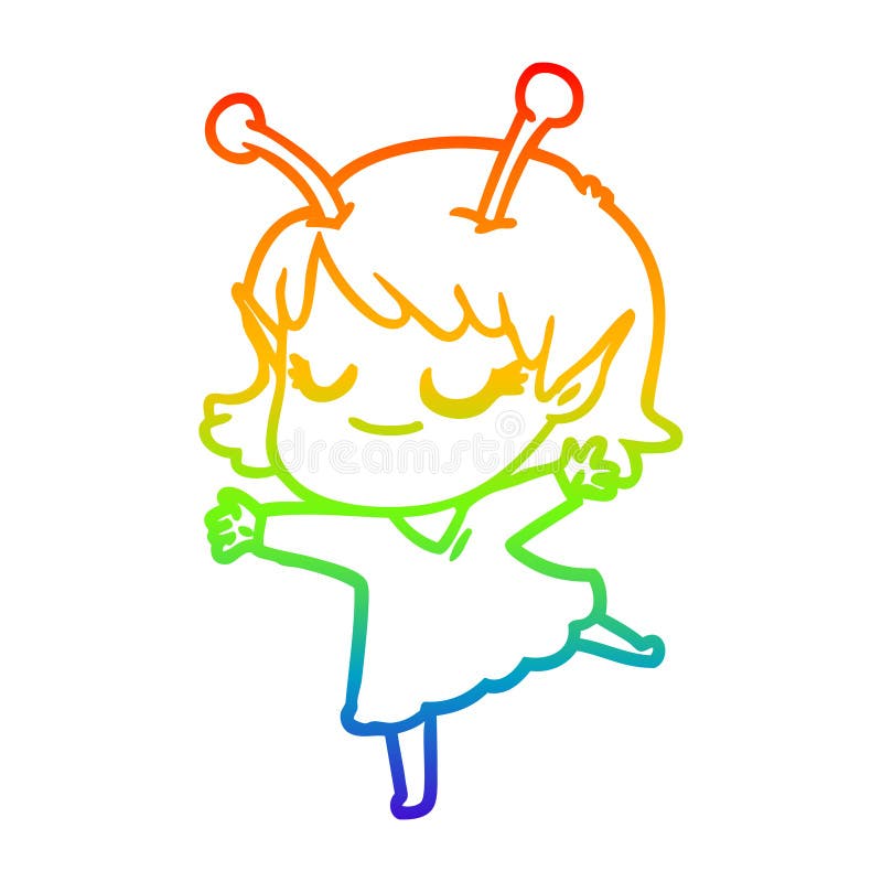 Alien Woman Female Girl Cute Cartoon Rainbow Line Gradient Spectrum Drawing  Illustration Retro Doodle Freehand Free Hand Drawn Quirky Art Artwork Funny  Character Dancing Stock Illustrations – 3 Alien Woman Female Girl