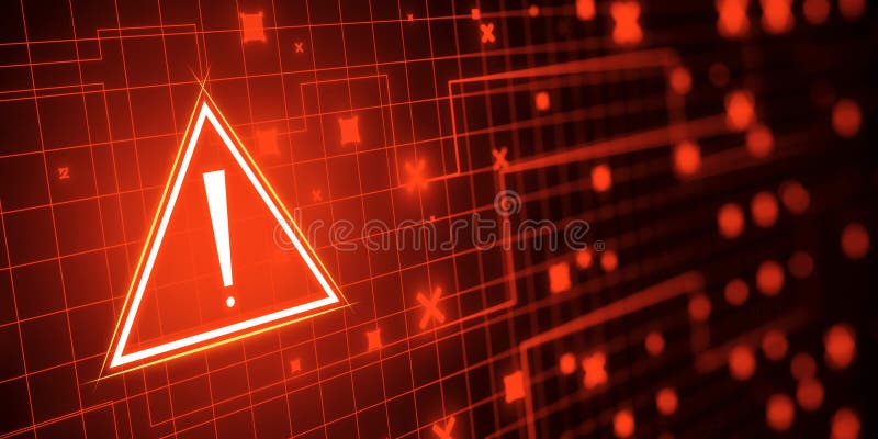 Creative red security alert on backdrop. Fraud and danger concept. 3D Rendering stock illustration