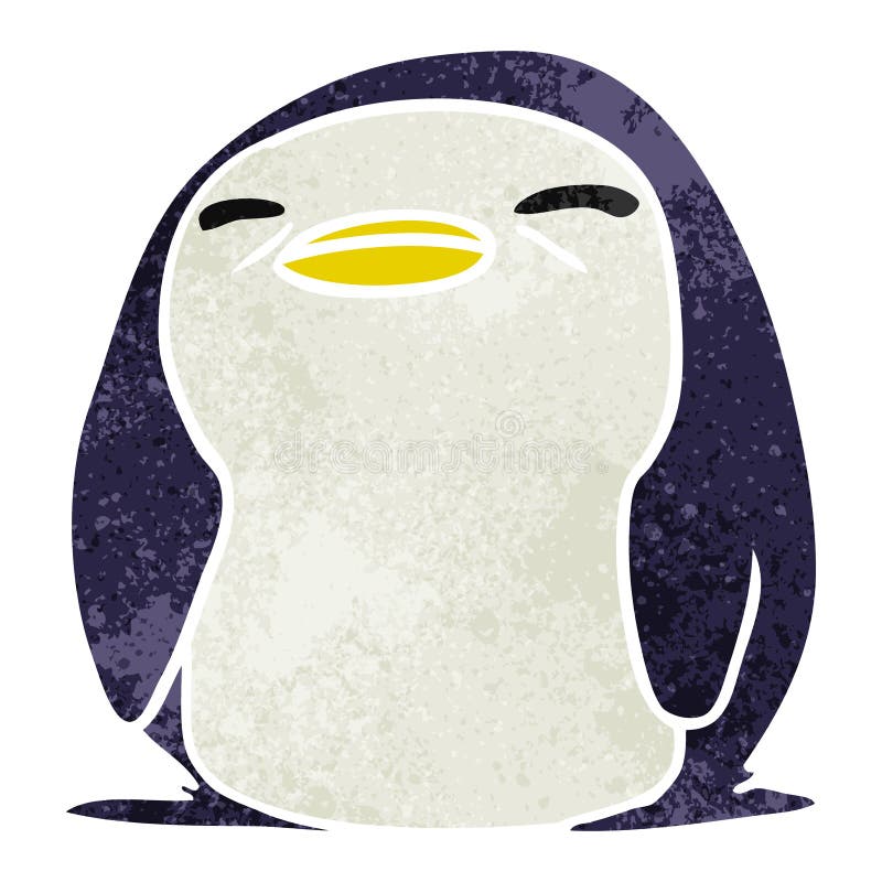 A creative retro cartoon kawaii of a cute penguin