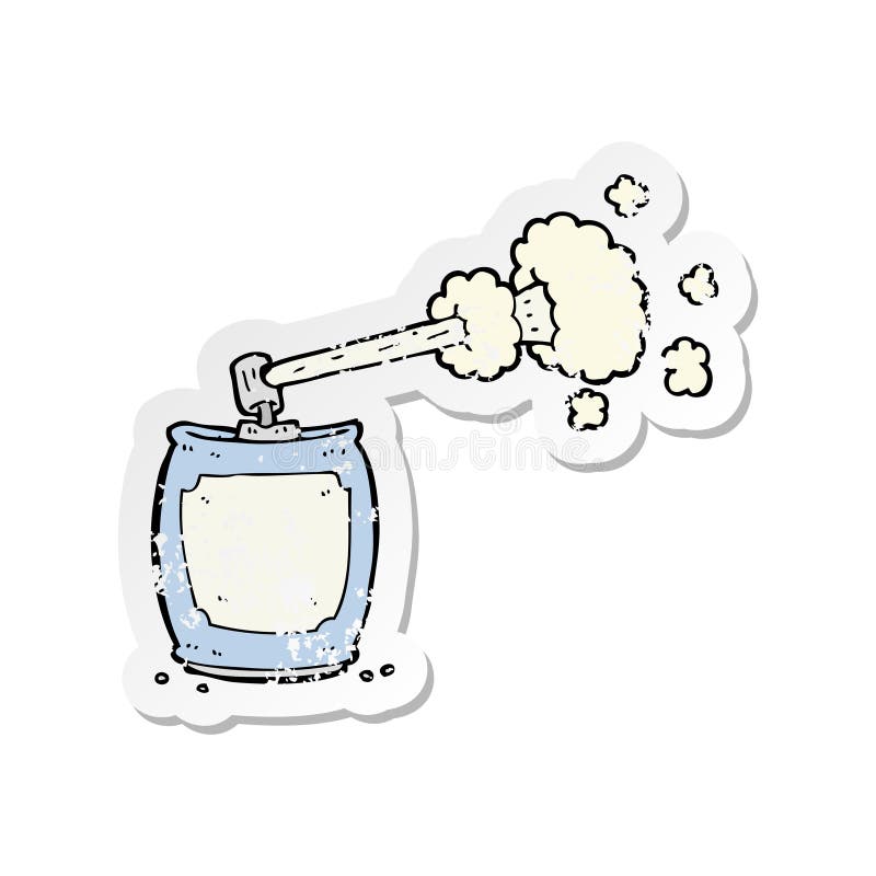 A Creative Retro Distressed Sticker of a Cartoon Aerosol Spray Can