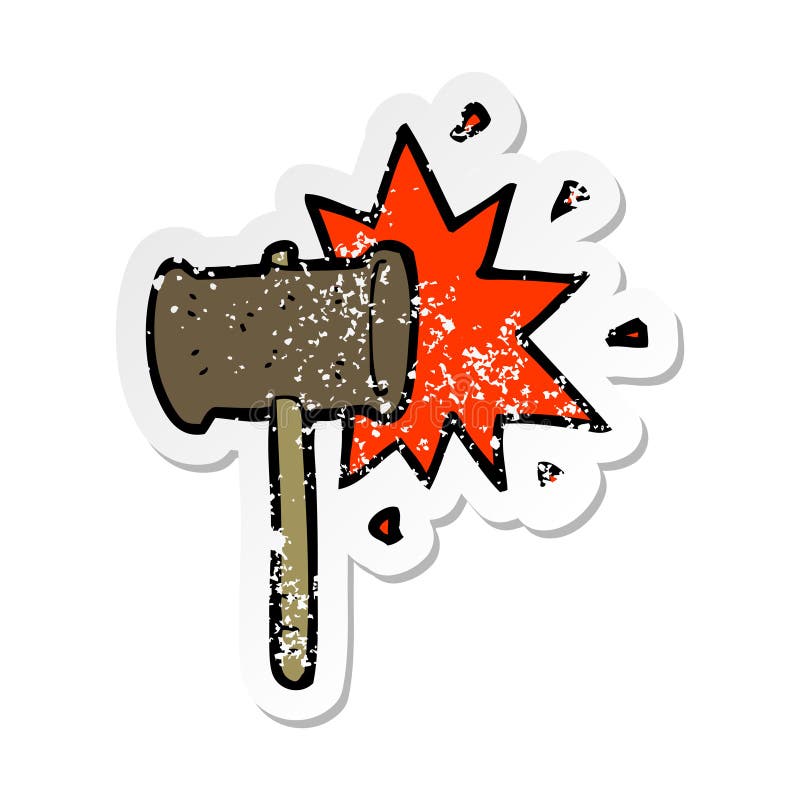 A Creative Retro Distressed Sticker of a Cartoon Banging Gavel Stock