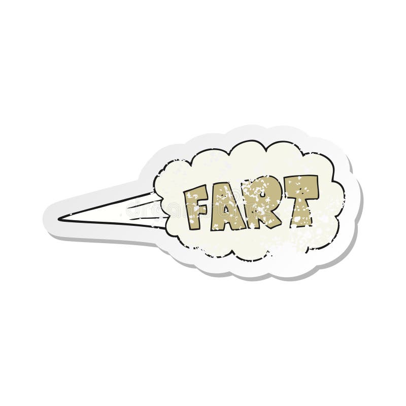 A creative retro distressed sticker of a cartoon fart symbol