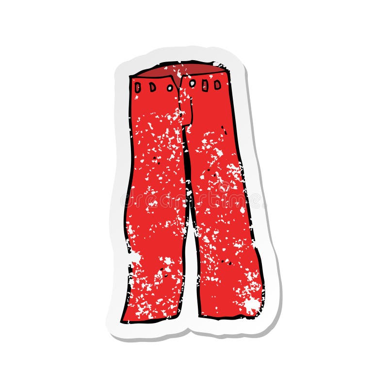 A Creative Retro Distressed Sticker of a Cartoon Red Pants Stock Vector Illustration of sign