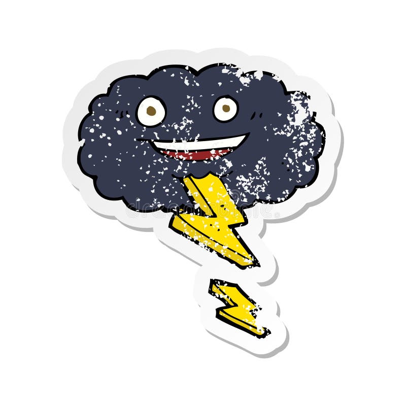 A Creative Retro Distressed Sticker of a Cartoon Storm Cloud Stock ...