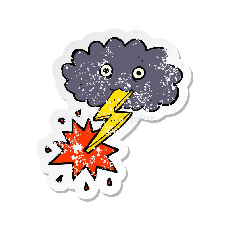 A Creative Retro Distressed Sticker of a Cartoon Storm Cloud Stock ...