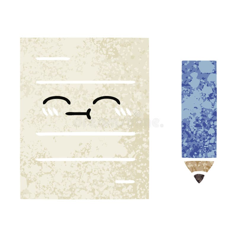 Test Work Exam Cartoon Retro Pencil Paper Illustration Cute ... Work Test Retro Illustration ... Cartoon Exam Pencil Paper Cute