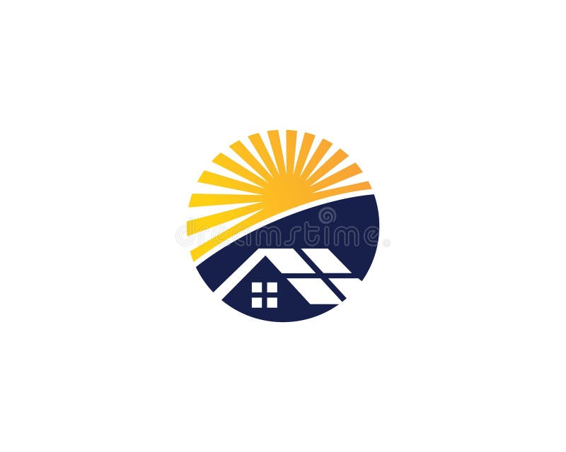 Solar Panel And Home Logo Design royalty free illustration