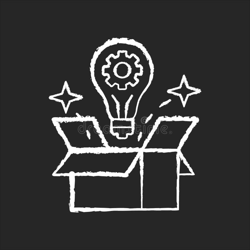 Creative solution chalk white icon on black background vector illustration