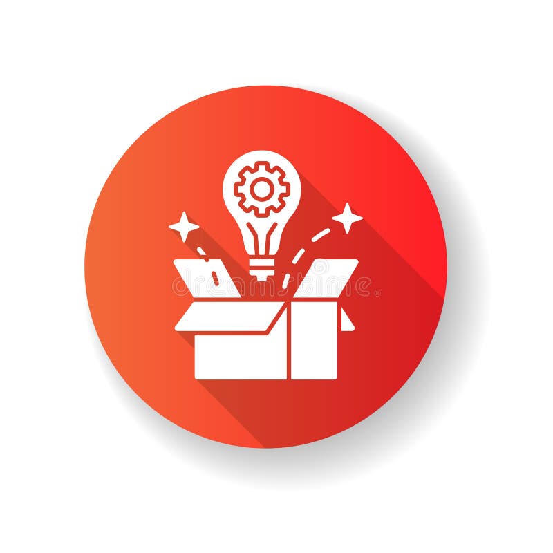Creative solution red flat design long shadow glyph icon stock illustration