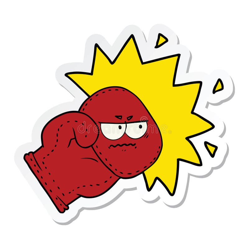 Stick figure with boxing gloves, hand drawn icon of punching