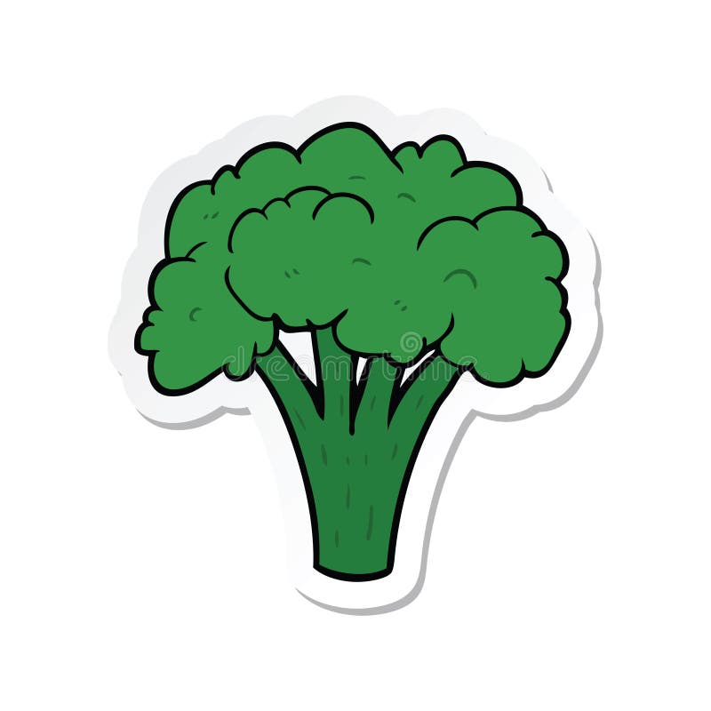 A creative sticker of a cartoon brocoli