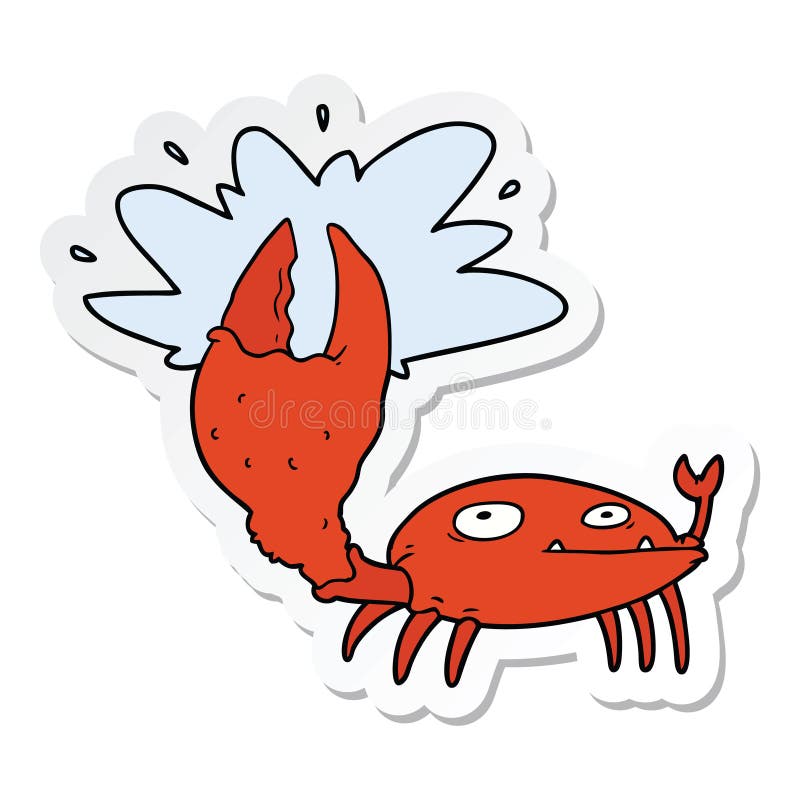 A creative sticker of a cartoon crab with big claw