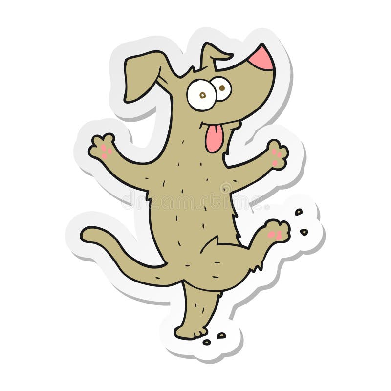 A creative sticker of a cartoon dancing dog
