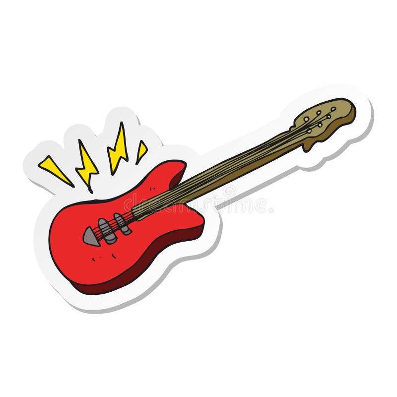 A creative sticker of a cartoon electric guitar