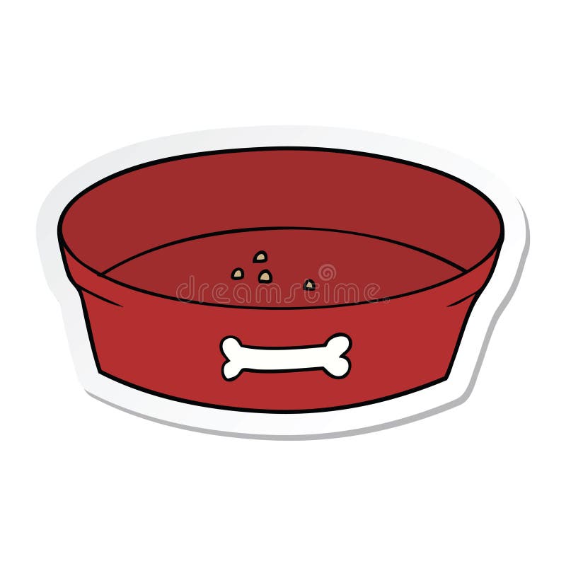 A creative sticker of a cartoon empty dog food bowl