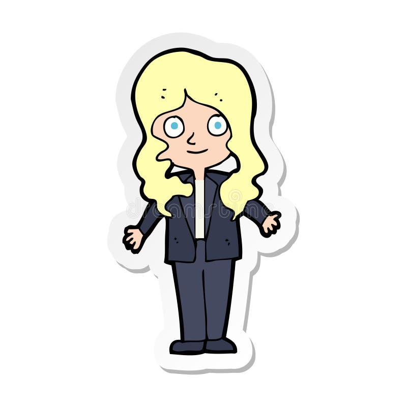 A creative sticker of a cartoon friendly business woman