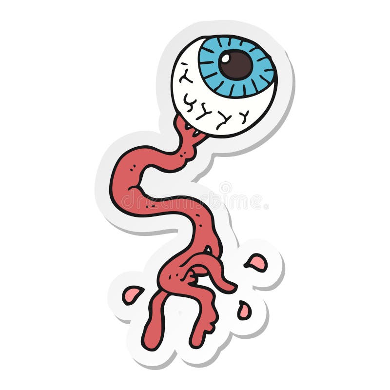 A creative sticker of a cartoon gross eyeball