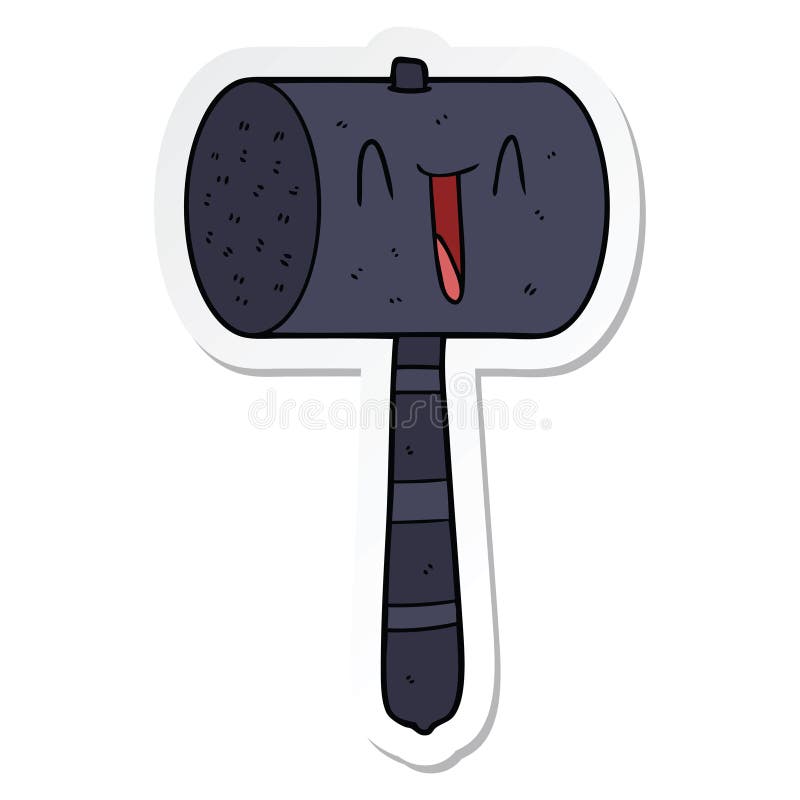 A Creative Sticker of a Cartoon Hammer Stock Vector Illustration of