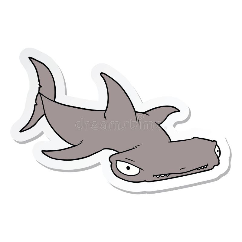 A creative sticker of a cartoon hammerhead shark