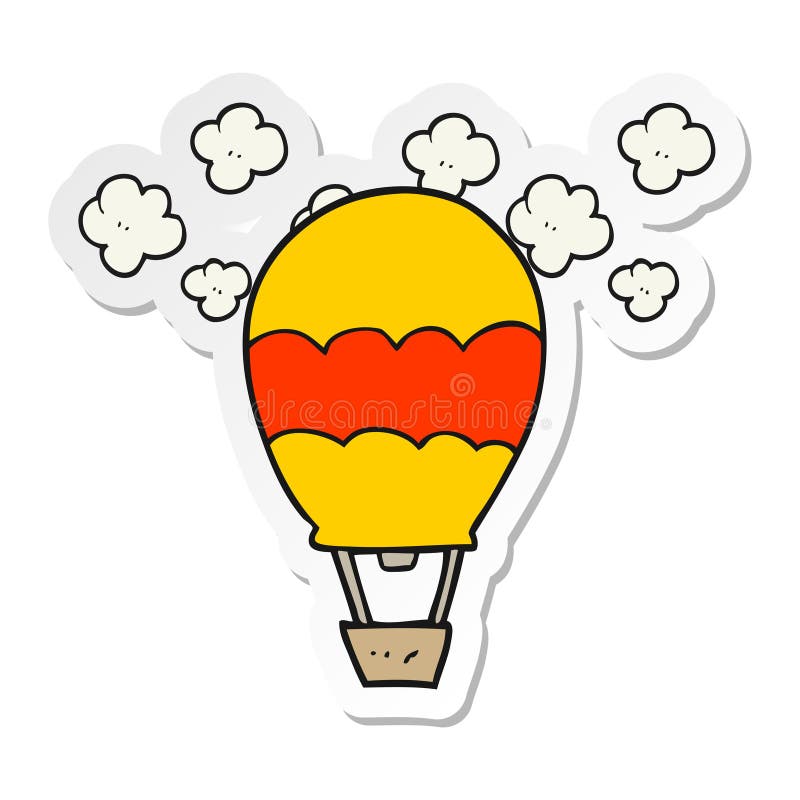 A creative sticker of a cartoon hot air balloon