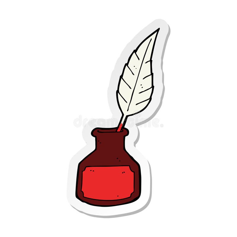 A Creative Sticker of a Cartoon Ink Bottle Stock Vector Illustration