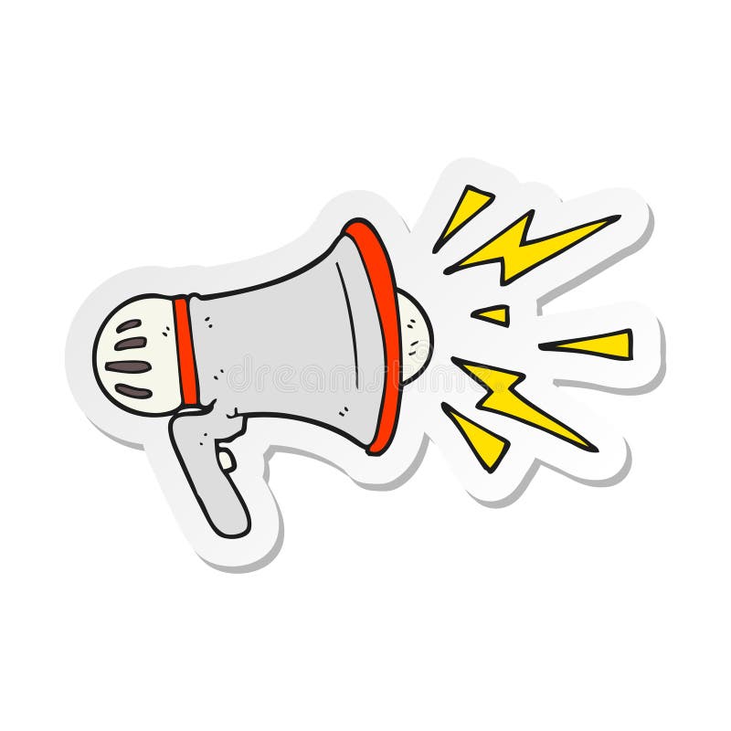 A creative sticker of a cartoon loudhailer royalty free illustration