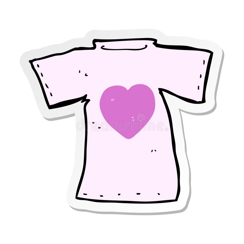 A creative sticker of a cartoon love heart tee