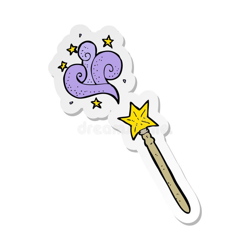 A creative sticker of a cartoon magic wand