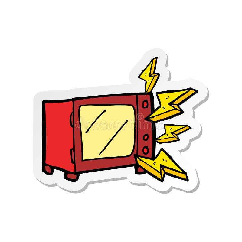 A creative sticker of a cartoon microwave