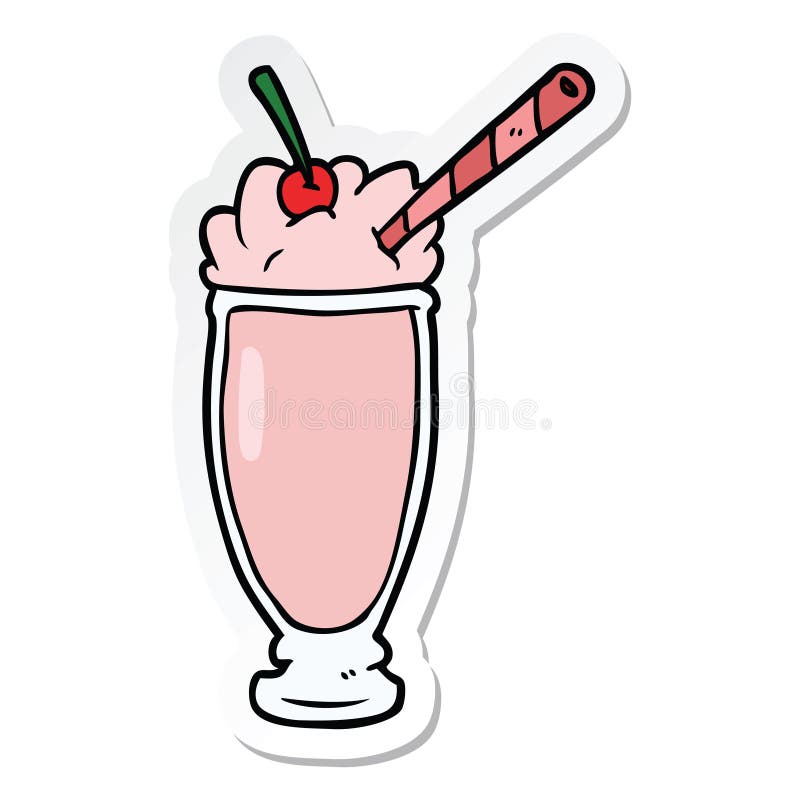 A creative sticker of a cartoon milkshake