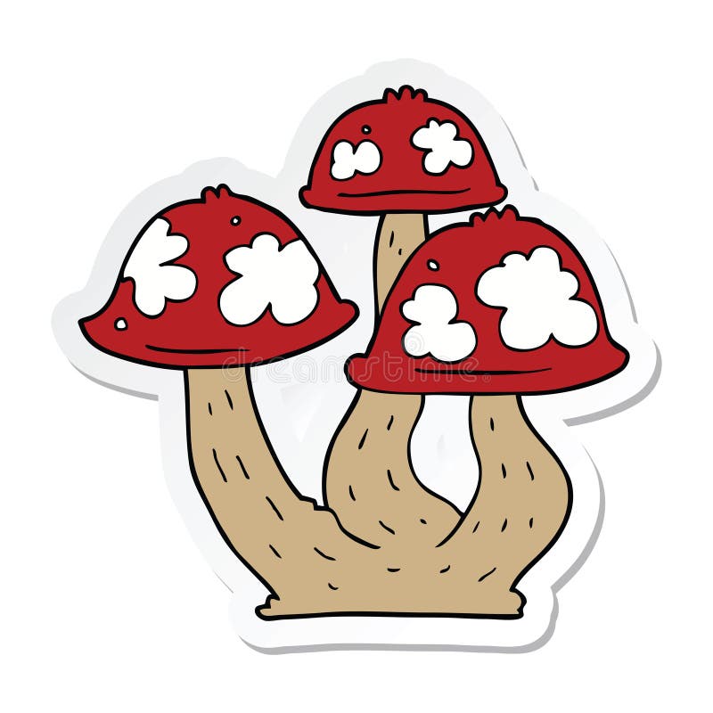 A Creative Sticker of a Cartoon Mushrooms Stock Vector Illustration of hand, icon 150960506